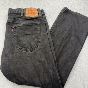 Levi Men's Regular Fit Black Denim Jeans Straight Solid Logo Button